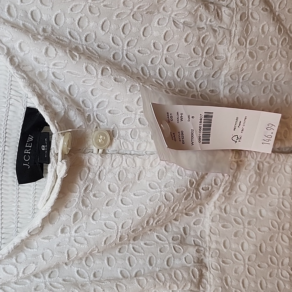 NWT J.Crew Eyelet Button-Front Sleeveless Midi Dress Size 8 - Picture 10 of 16